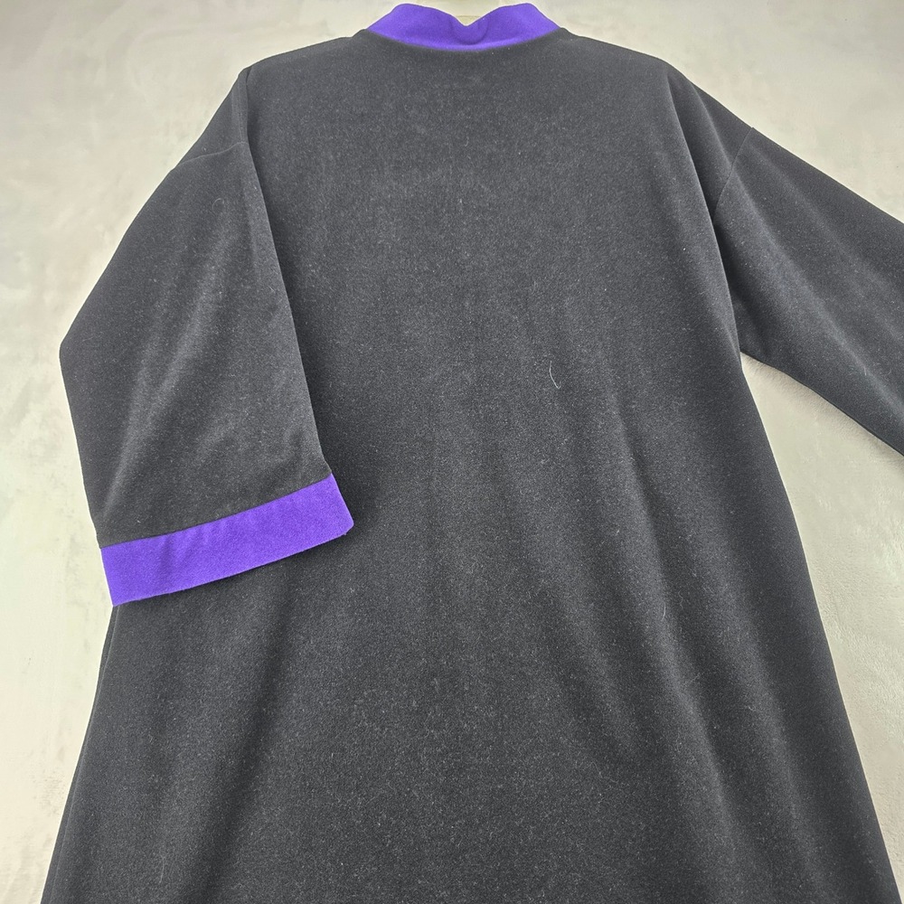 Vanity Fair Robe Womens L Vintage Velour Colorblock Black Purple Pink Caftan - Picture 4 of 4